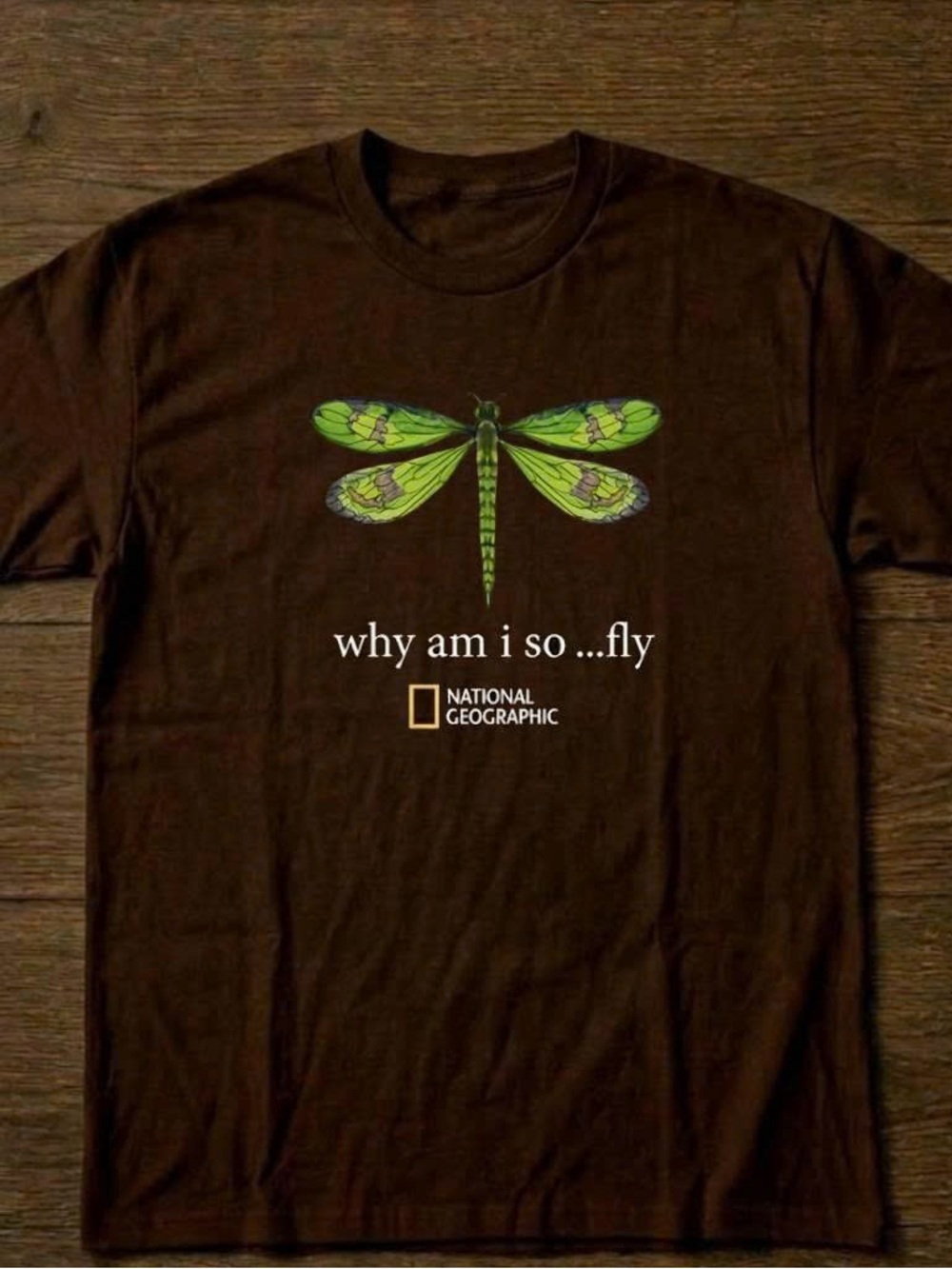 Brown T-Shirt with Green Dragonfly Graphic - National Geographic